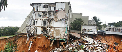 Building collapse from structural damage